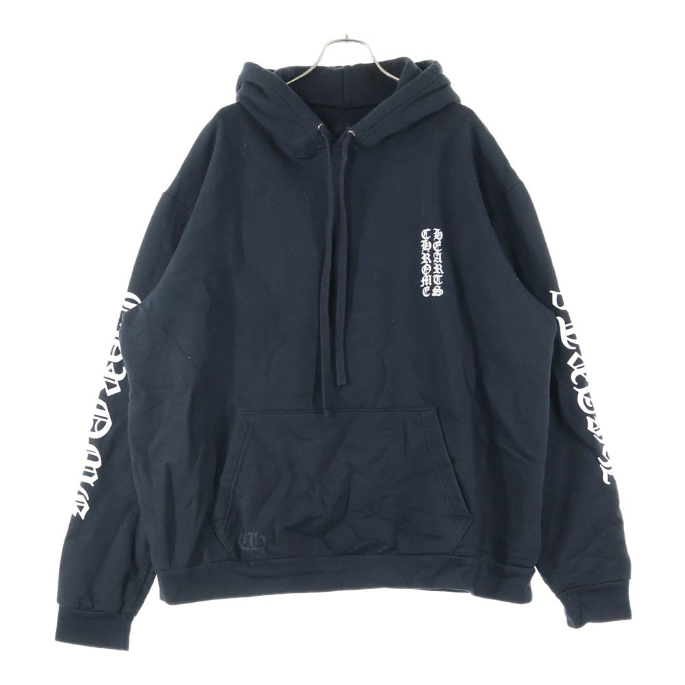 CHROME HEARTS(クロムハーツ) SWTSHRT PLVR 袖英字プリントプルオーバーパーカー ブラック