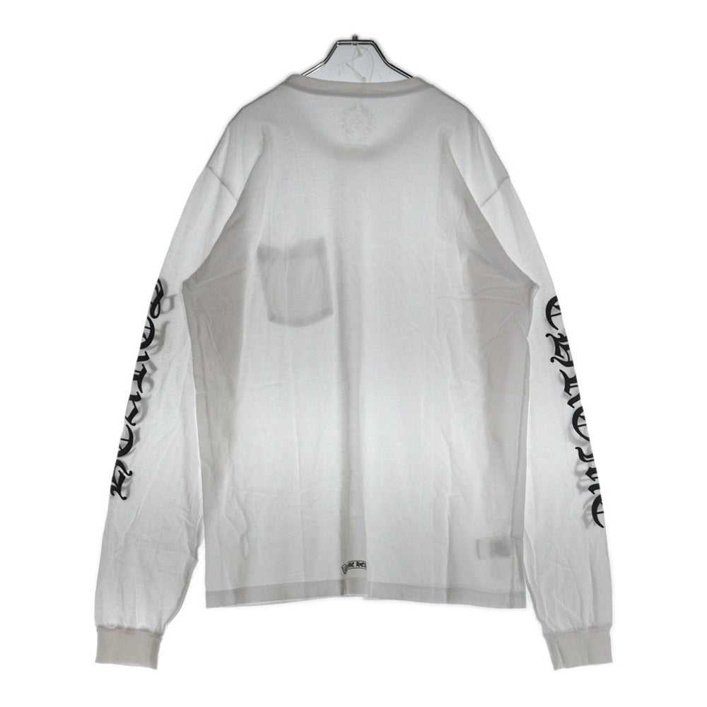 CHROME HEARTS(クロムハーツ) Neck Logo L/S Tee ネックロゴ プリント袖ロゴ ロンT ロングスリーブ カットソー ホワイト