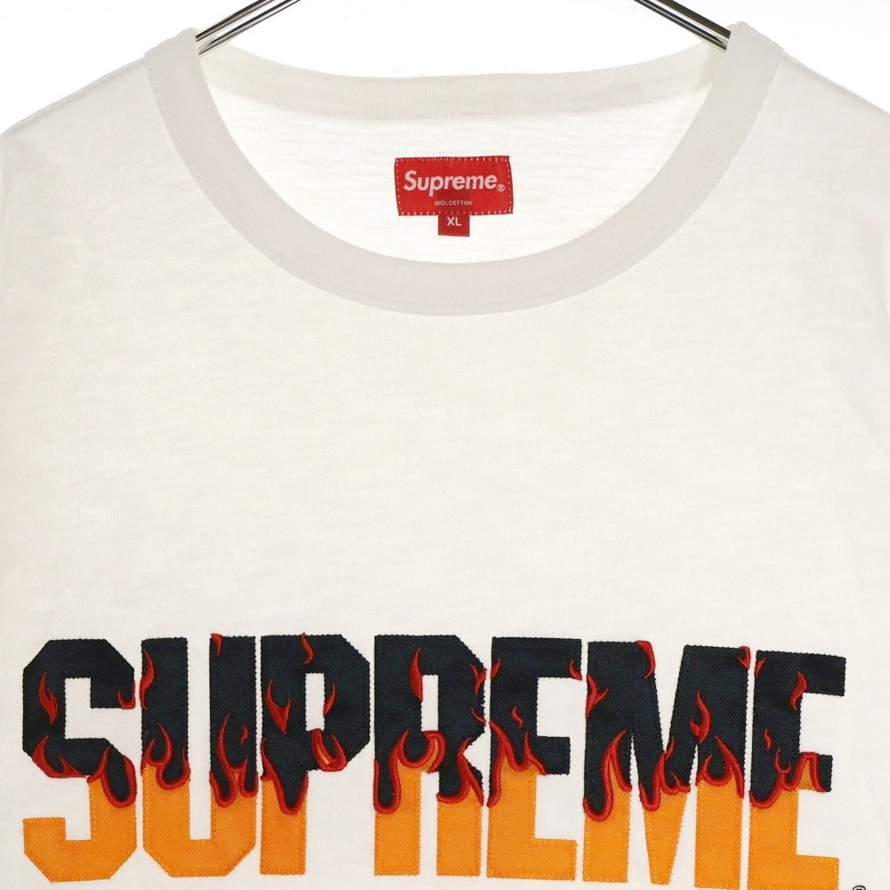 SUPREME(シュプリーム) 19AW Flame S/S Top フレイムロゴ クルーネック 半袖Tシャツ カットソー ホワイト