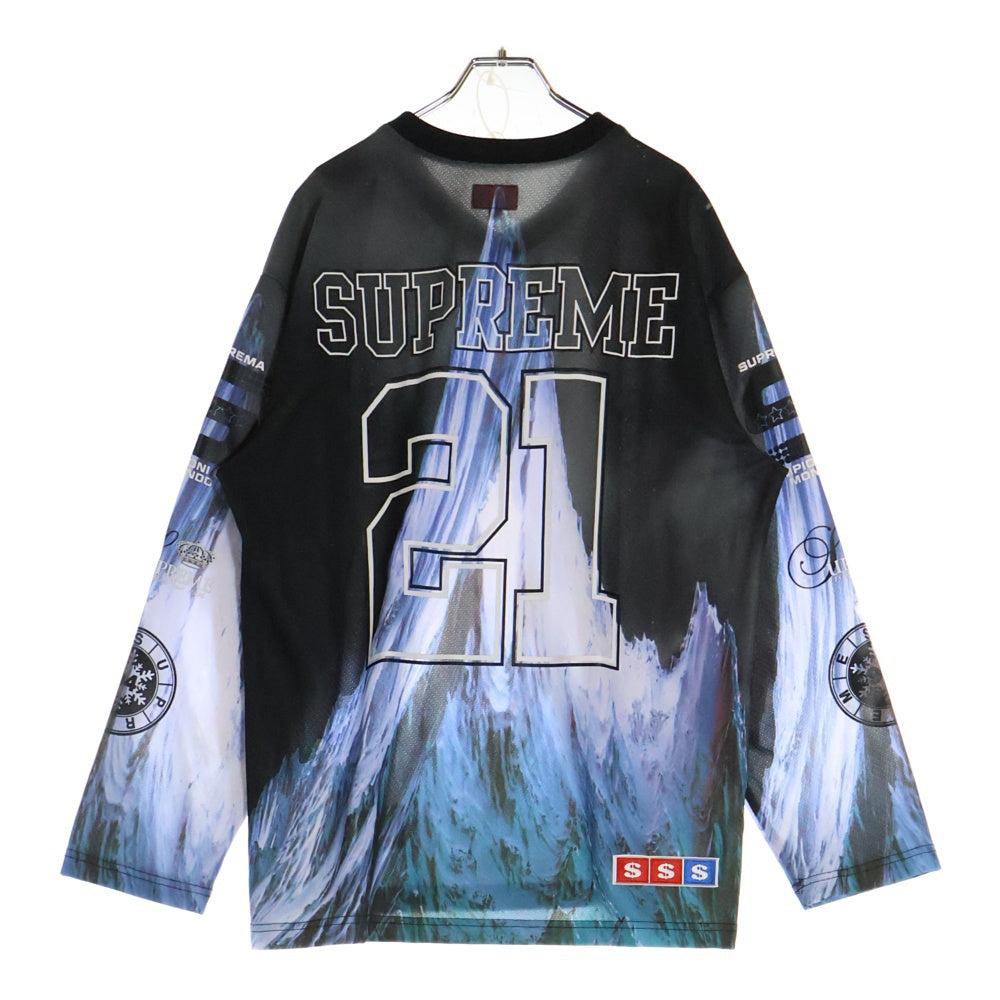 SUPREME(シュプリーム) 21AW Mountain Hockey Jersey マウンテン ホッケージャージ 長袖Tシャツ カットソー ブラック/ブルー