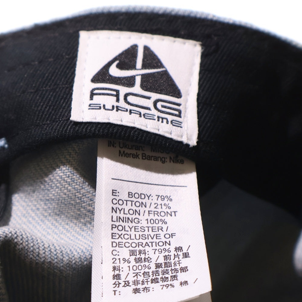 SUPREME(シュプリーム) 22AW × NIKE ACG Denim 6 Panel ナイキ デニム ベースボールキャップ 帽子 インディゴ