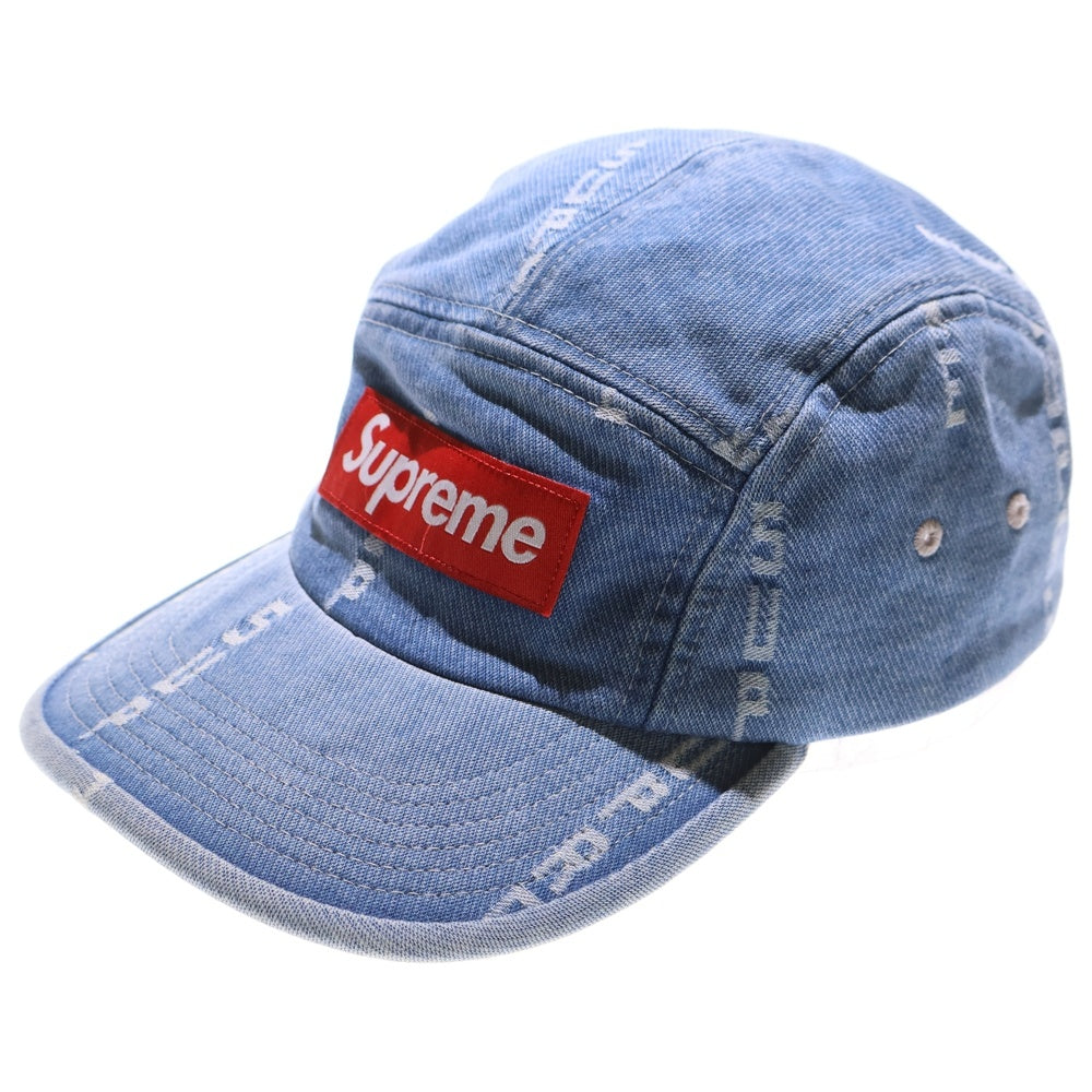 SUPREME(シュプリーム) 20AW Logo Stripe Jacquard Denim Camp Cap ロゴストライプ ジャガード デニムキャンプキャップ 帽子 インディゴ