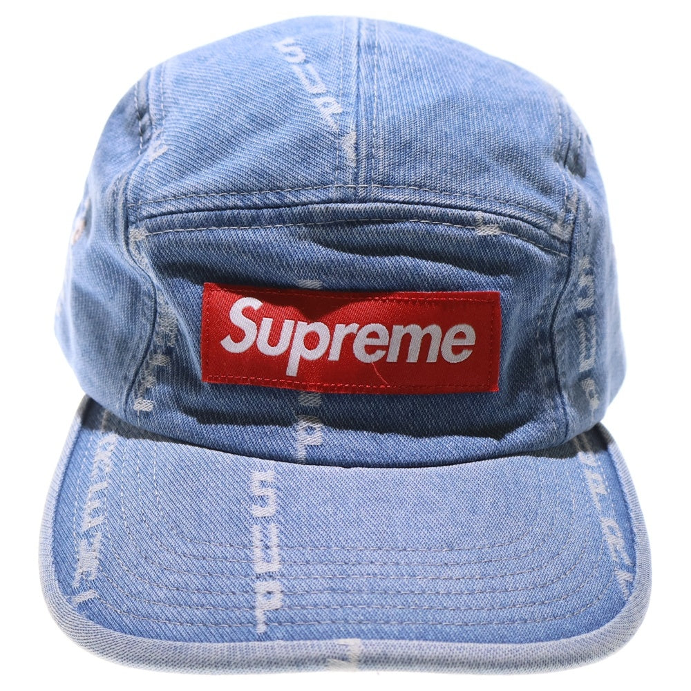 SUPREME(シュプリーム) 20AW Logo Stripe Jacquard Denim Camp Cap ロゴストライプ ジャガード デニムキャンプキャップ 帽子 インディゴ