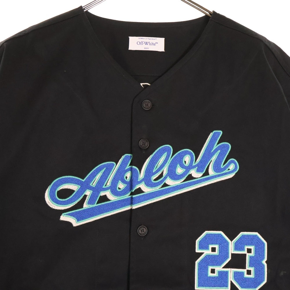 OFF-WHITE(オフホワイト) Baseball Cotton Shirt ベースボール コットン シャツ OMGG014S24FAB004 ブラック/ブルー