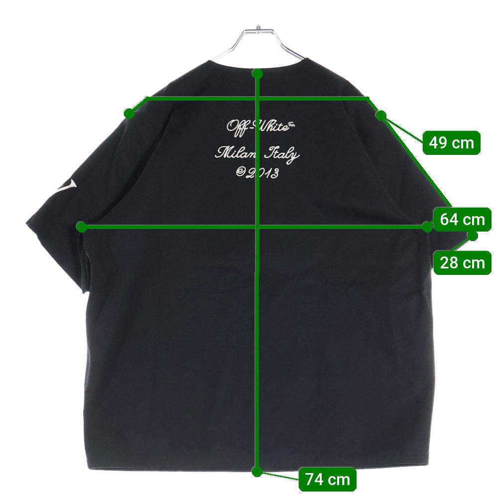 OFF-WHITE(オフホワイト) Baseball Cotton Shirt ベースボール コットン シャツ OMGG014S24FAB004 ブラック/ブルー