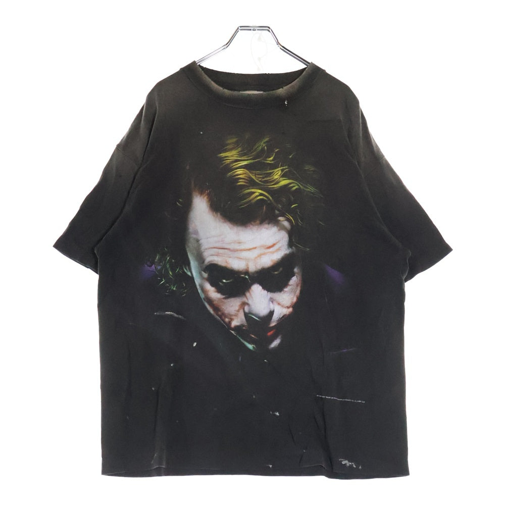SAINT MICHAEL(セントマイケル) ×The Dark Knight JOKER ヴィンテージ加工 ジョーカープリント半袖Tシャツ カットソー チャコールグレー
