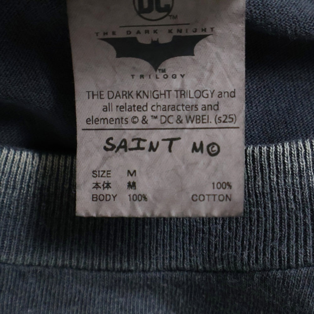 SAINT MICHAEL(セントマイケル) ×The Dark Knight JOKER ヴィンテージ加工 ジョーカープリント半袖Tシャツ カットソー チャコールグレー