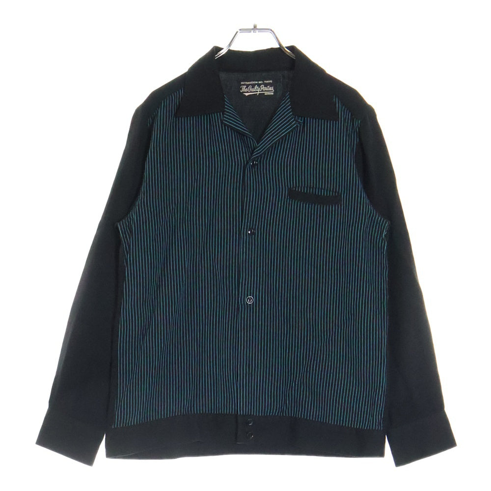 WACKO MARIA(ワコマリア) STRIPE 50s SHIRT L/S レーヨン ストライプ 長袖シャツ ブラック/ブルー