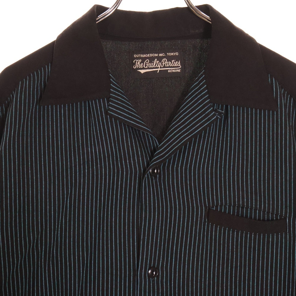WACKO MARIA(ワコマリア) STRIPE 50s SHIRT L/S レーヨン ストライプ 長袖シャツ ブラック/ブルー