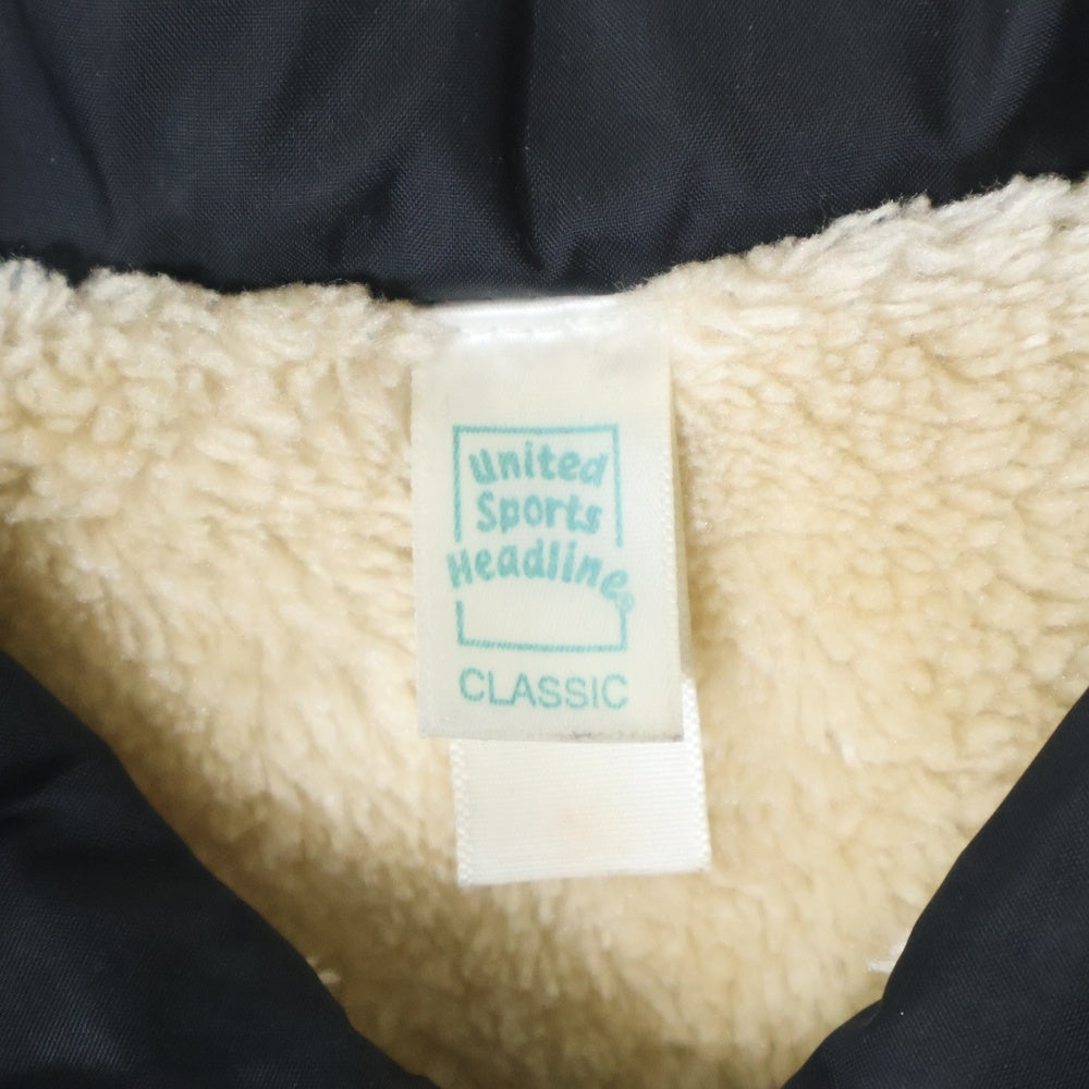 PORKCHOP(ポークチョップ) × United Sports Headline ユナイテッドスポーツヘッドライン バックプリント ボア付き コーチジャケット ブラック