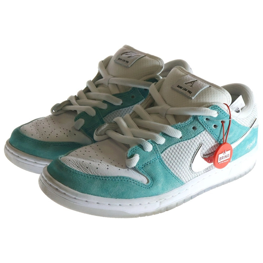 NIKE SB(ナイキエスビー) ×APRIL SKATEBOARDS DUNK LOW PRO QS FD2562-400 ダンク エイプリル スケートボード ローカットスニーカー ホワイト/ブルー US9/27cm