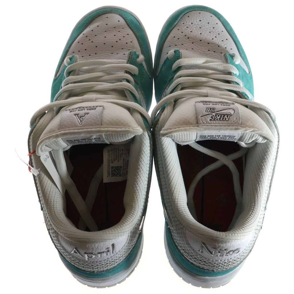 NIKE SB(ナイキエスビー) ×APRIL SKATEBOARDS DUNK LOW PRO QS FD2562-400 ダンク エイプリル スケートボード ローカットスニーカー ホワイト/ブルー US9/27cm