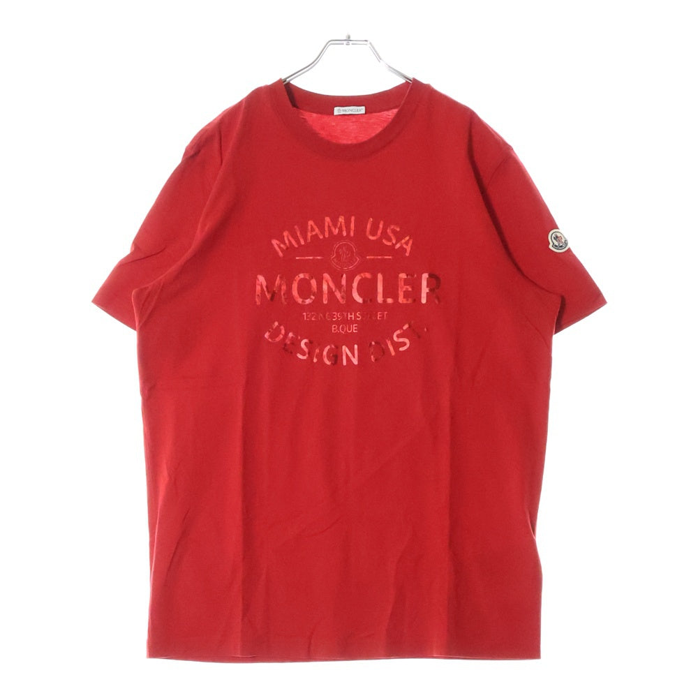 MONCLER(モンクレール) 24SS メタリックフロントロゴ 半袖Tシャツカットソー レッド J10918C00040 89AJS