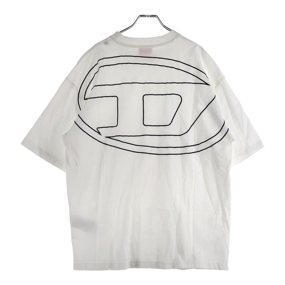 DIESEL(ディーゼル) フロントロゴ刺繍 半袖Tシャツ カットソー ホワイト A11302-0HGAM