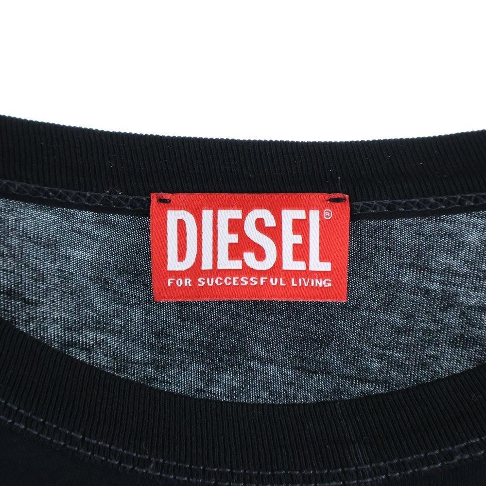 DIESEL(ディーゼル) JUST LS N7 ロゴプリント ロングスリーブ 長袖Tシャツ ブラック A12288
