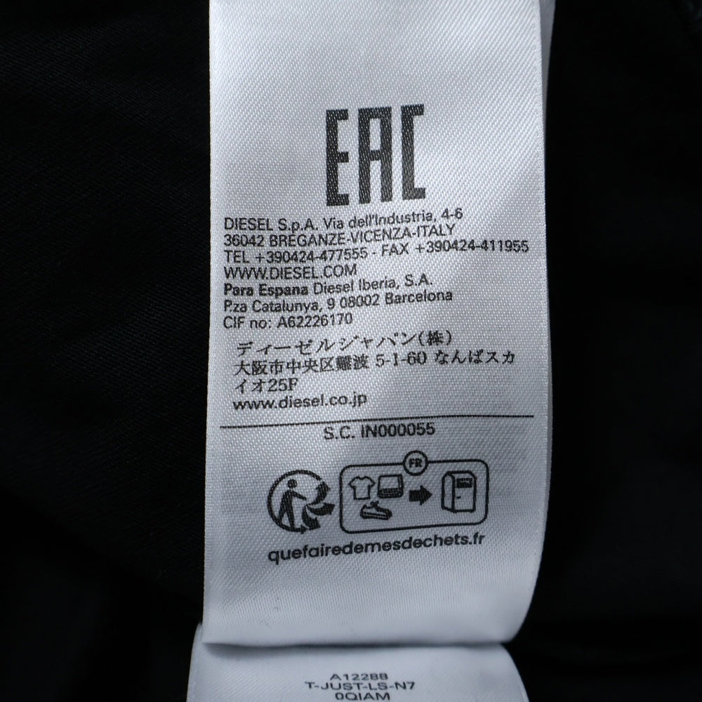 DIESEL(ディーゼル) JUST LS N7 ロゴプリント ロングスリーブ 長袖Tシャツ ブラック A12288