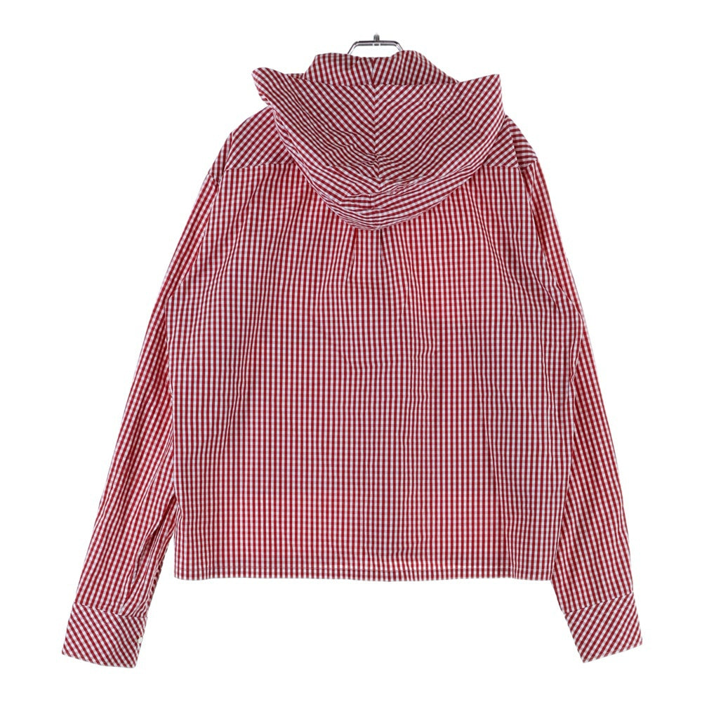 MASU(エムエーエスユー) 25SS HOODED B.D SHIRT ギンガムチェック長袖シャツ レッド/ホワイト M25K6SH001
