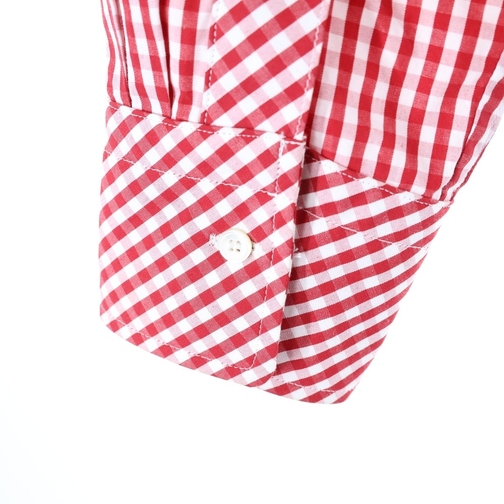 MASU(エムエーエスユー) 25SS HOODED B.D SHIRT ギンガムチェック長袖シャツ レッド/ホワイト M25K6SH001