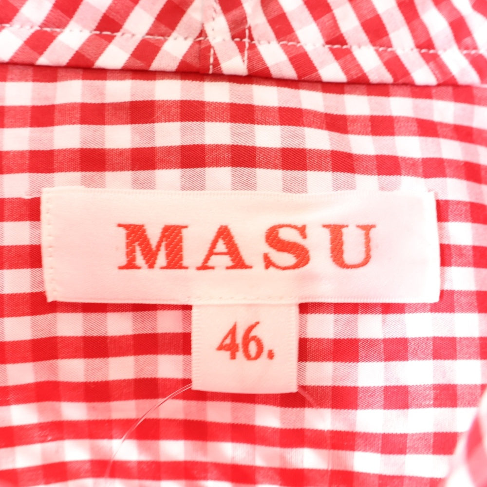 MASU(エムエーエスユー) 25SS HOODED B.D SHIRT ギンガムチェック長袖シャツ レッド/ホワイト M25K6SH001