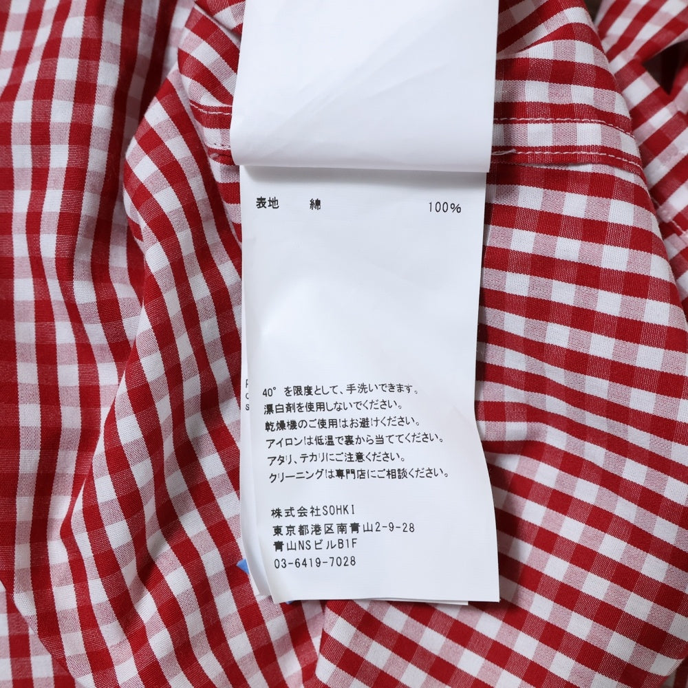 MASU(エムエーエスユー) 25SS HOODED B.D SHIRT ギンガムチェック長袖シャツ レッド/ホワイト M25K6SH001