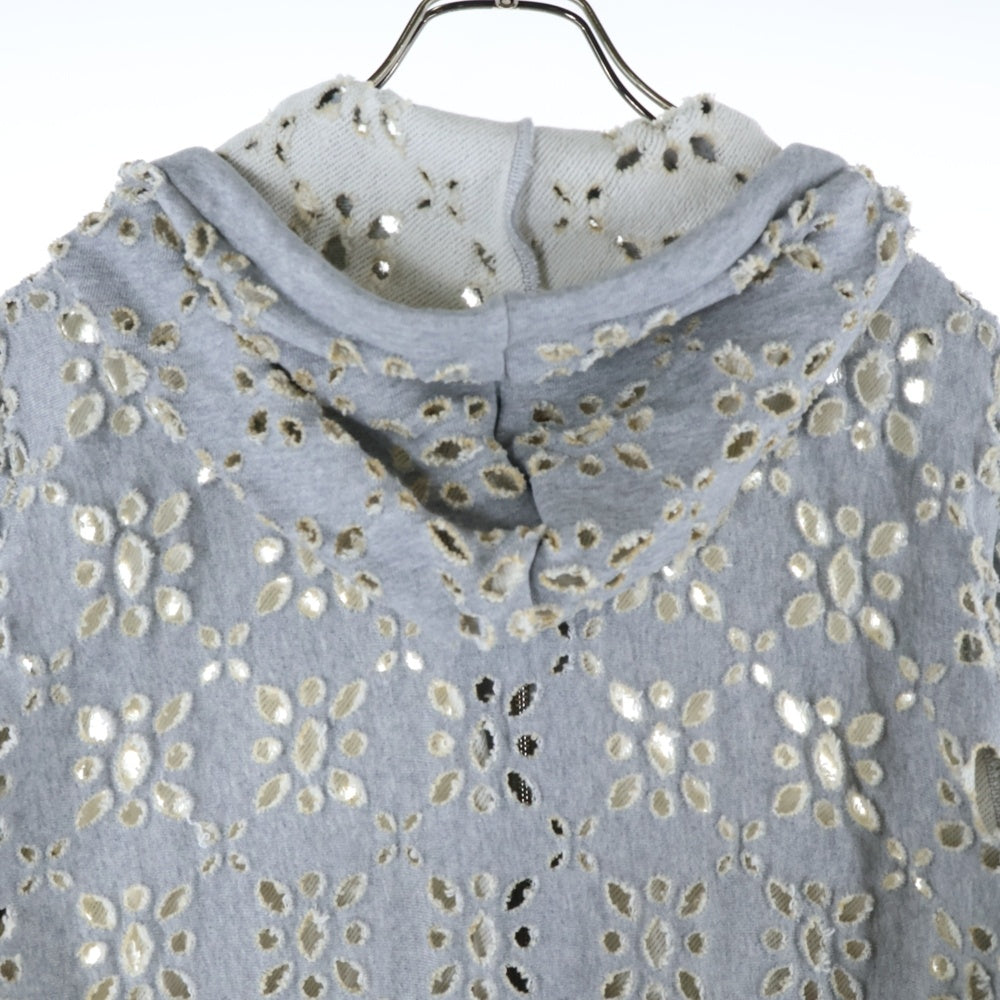 MASU(エムエーエスユー) 24AW FLOWER HOLE ZIP-UP SWEAT PARKA フラワー ジップアップパーカー グレー MPFW-CS0324