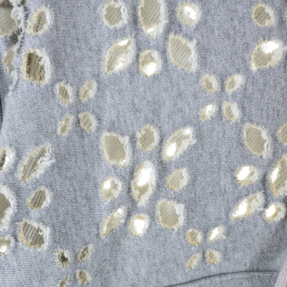 MASU(エムエーエスユー) 24AW FLOWER HOLE ZIP-UP SWEAT PARKA フラワー ジップアップパーカー グレー MPFW-CS0324