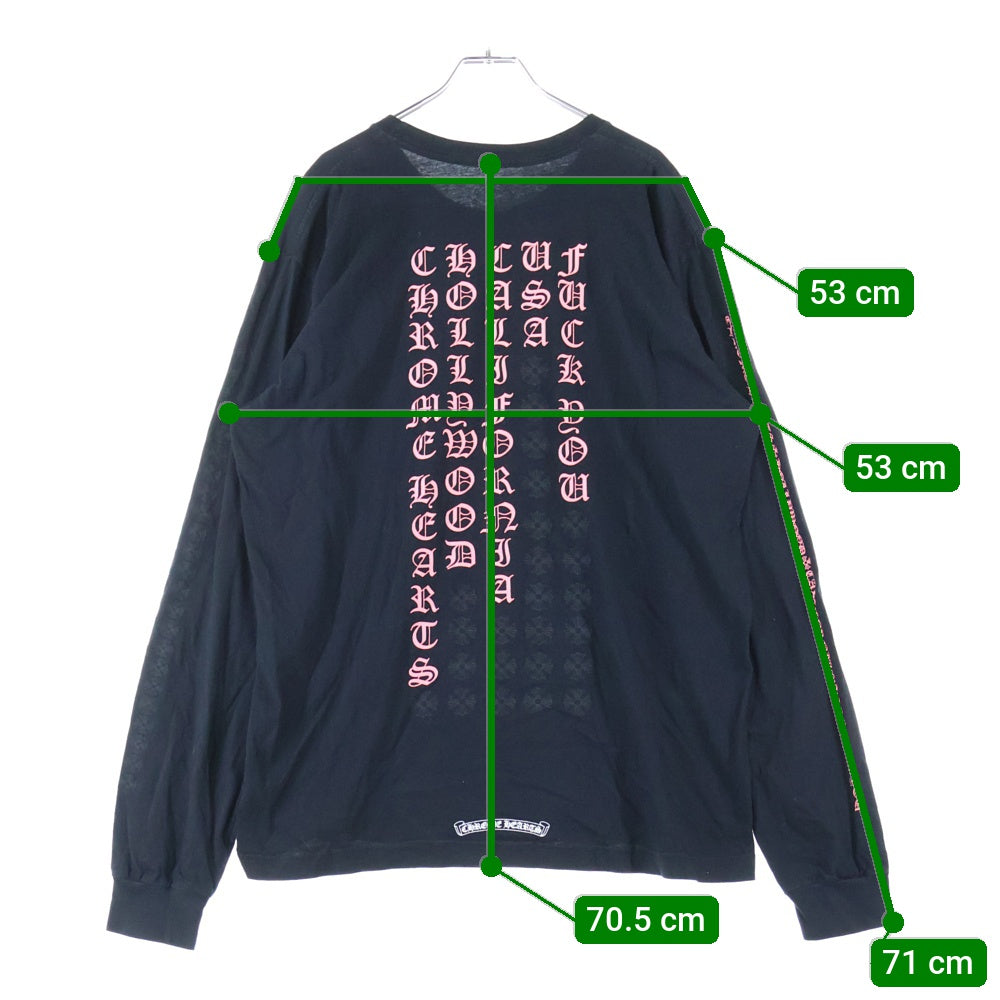 CHROME HEARTS(クロムハーツ) Back Lettering Logo バックプリント ロゴ ロンT 長袖カットソー ブラック/ピンク