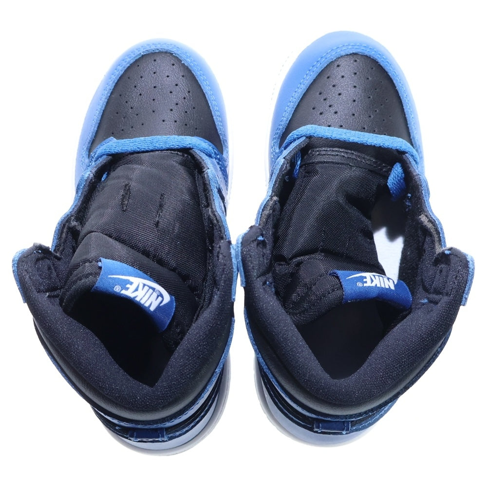 NIKE(ナイキ) TD AIR JORDAN 1 RETRO HIGH OG DARK MARINA BLUE AQ2665-404 エアジョーダン1 レトロハイ ダークマリーナ ハイカットスニーカー ブラック/ブルー キッズ US9c/15cm