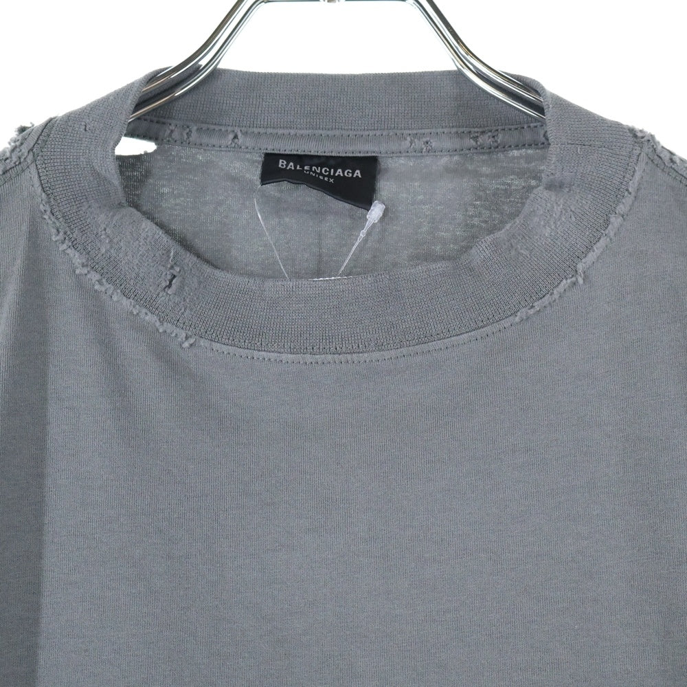 BALENCIAGA(バレンシアガ) 25SS HUMAN BEING ヒューマンビーング ダメージ加工Tシャツ 半袖カットソー グレー 824285 TSVV1