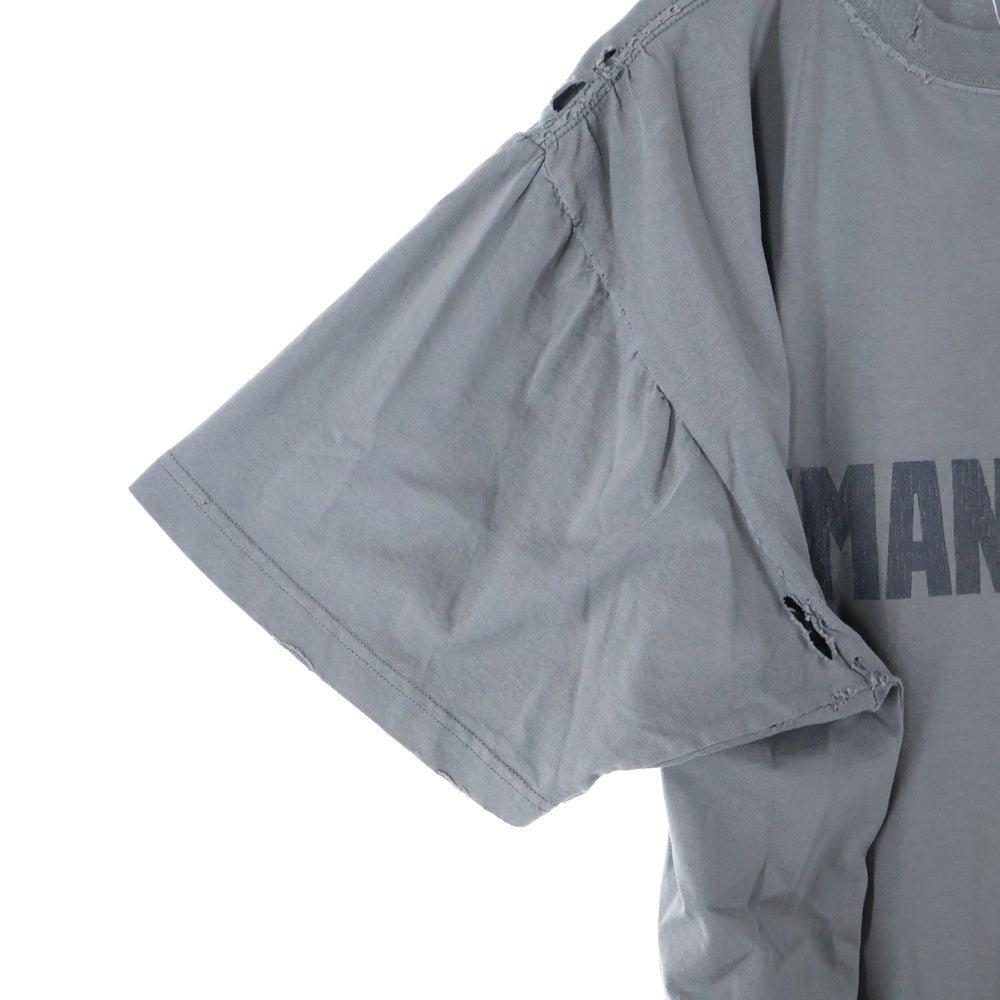 BALENCIAGA(バレンシアガ) 25SS HUMAN BEING ヒューマンビーング ダメージ加工Tシャツ 半袖カットソー グレー 824285 TSVV1