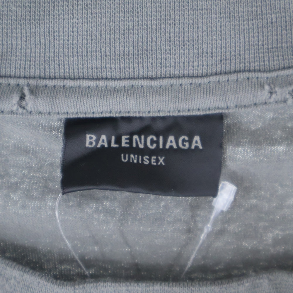 BALENCIAGA(バレンシアガ) 25SS HUMAN BEING ヒューマンビーング ダメージ加工Tシャツ 半袖カットソー グレー 824285 TSVV1