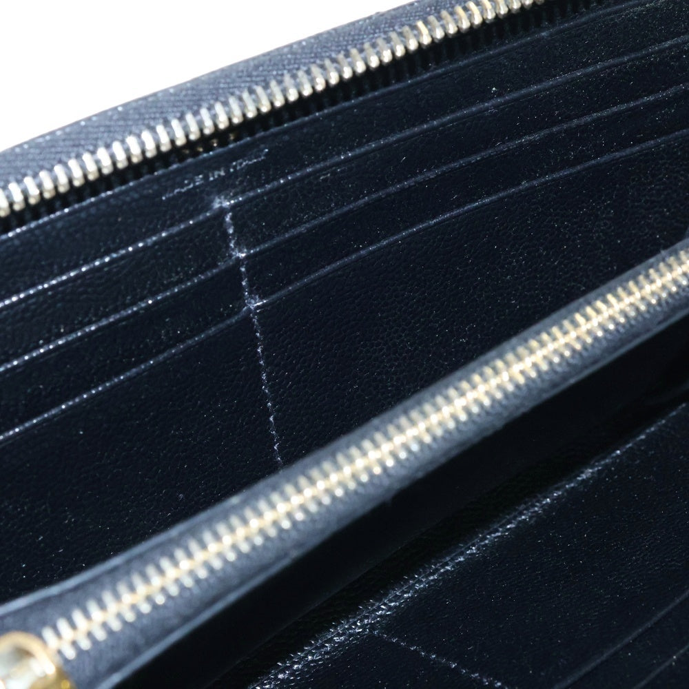 SAINT LAURENT PARIS(サンローランパリ) YSLロゴ カサンドラ Vライン グレインレザー ラウンドジップ ロングウォレット 財布 ブラック/ゴールド 358094