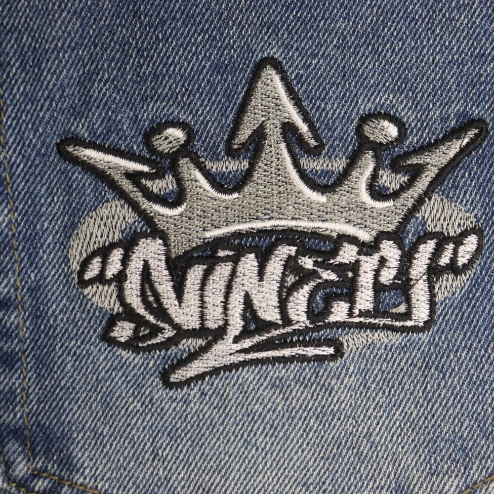 9090(ナインティナインティ) KING LOGO VINTAGE DENIM キング ロゴ ビンテージ ストレートデニム ロゴ刺繍 インディゴ