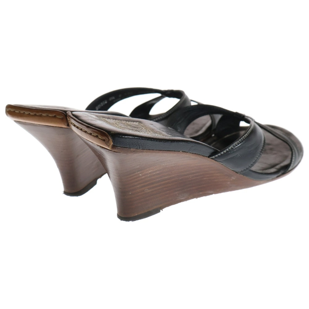 COLE HAAN(コール ハーン) CAROLINA オープントゥ ウエッジソール レザー サンダル ブラック D11302
