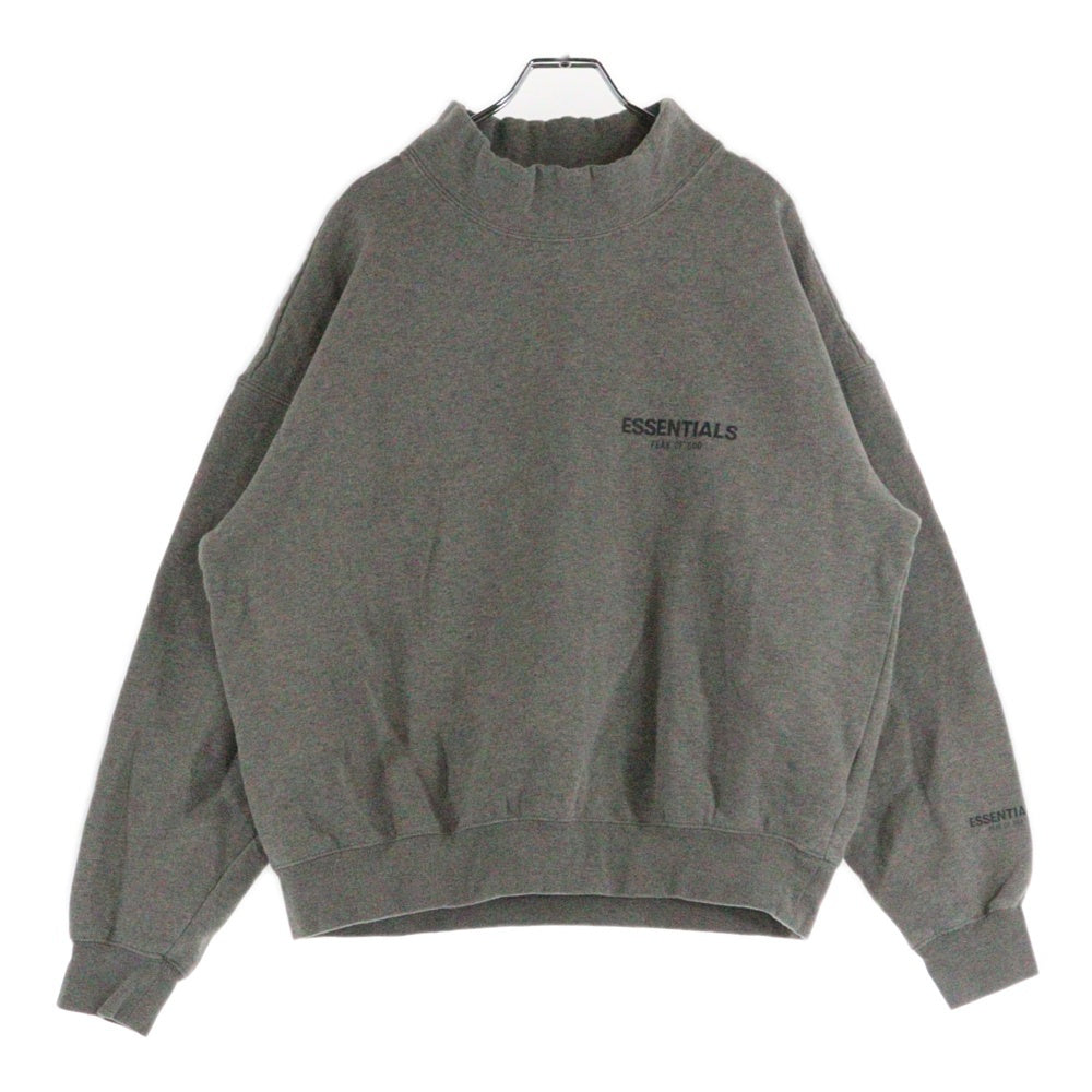 FEAR OF GOD ESSENTIALS(フィアオブゴッド エッセンシャルズ) MOCK NECK SWEATSHIRT リフレクターロゴプリント モックネックスウェットトレーナー グレー