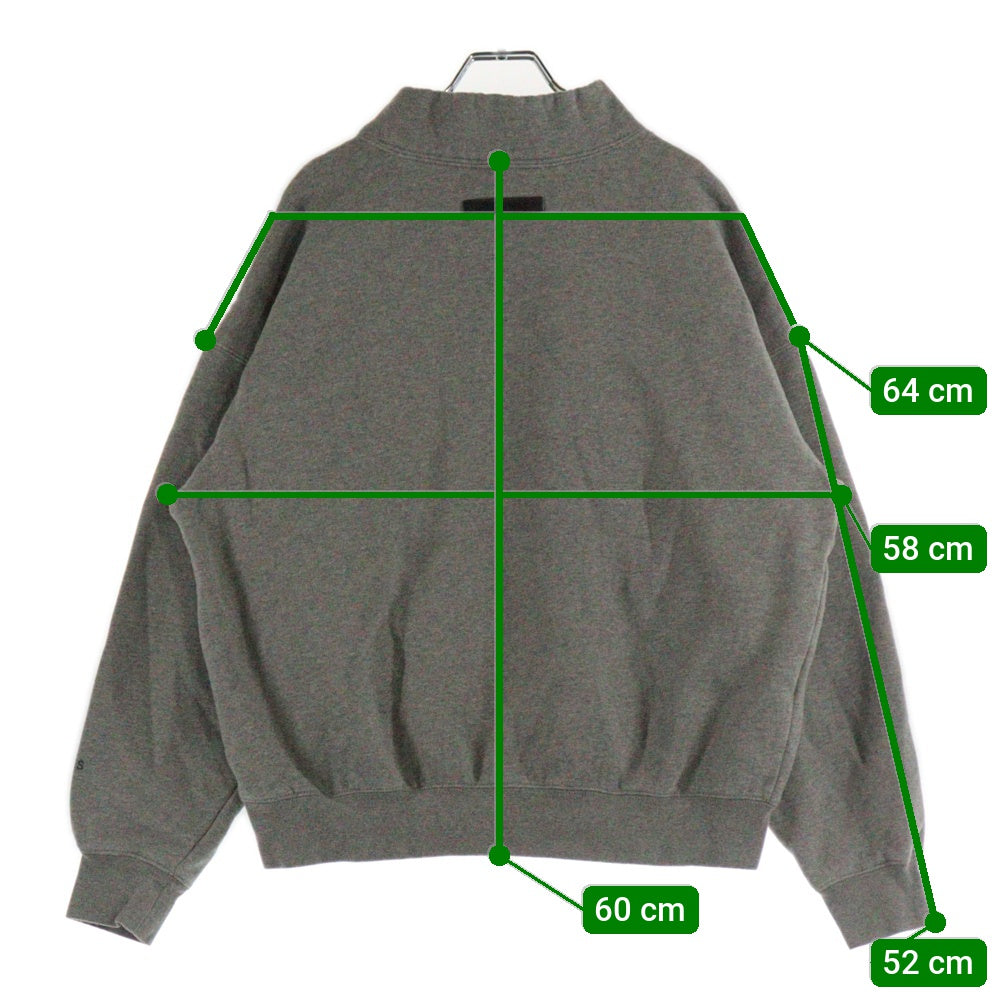 FEAR OF GOD ESSENTIALS(フィアオブゴッド エッセンシャルズ) MOCK NECK SWEATSHIRT リフレクターロゴプリント モックネックスウェットトレーナー グレー