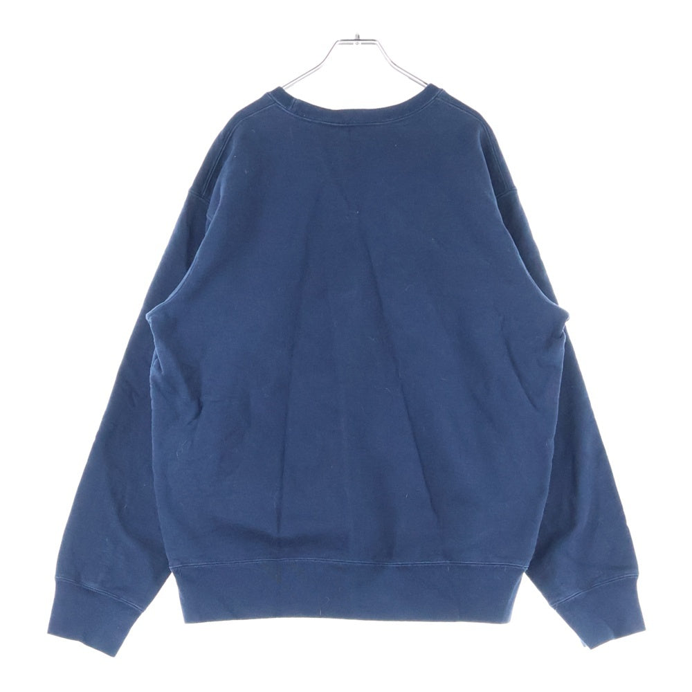 SUPREME(シュプリーム) 17AW Zig Zag Stitch Panel Crewneck ロゴパネルスウェットトレーナー ネイビー