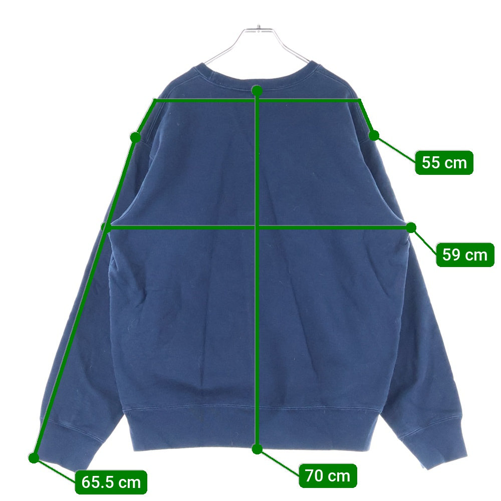 SUPREME(シュプリーム) 17AW Zig Zag Stitch Panel Crewneck ロゴパネルスウェットトレーナー ネイビー
