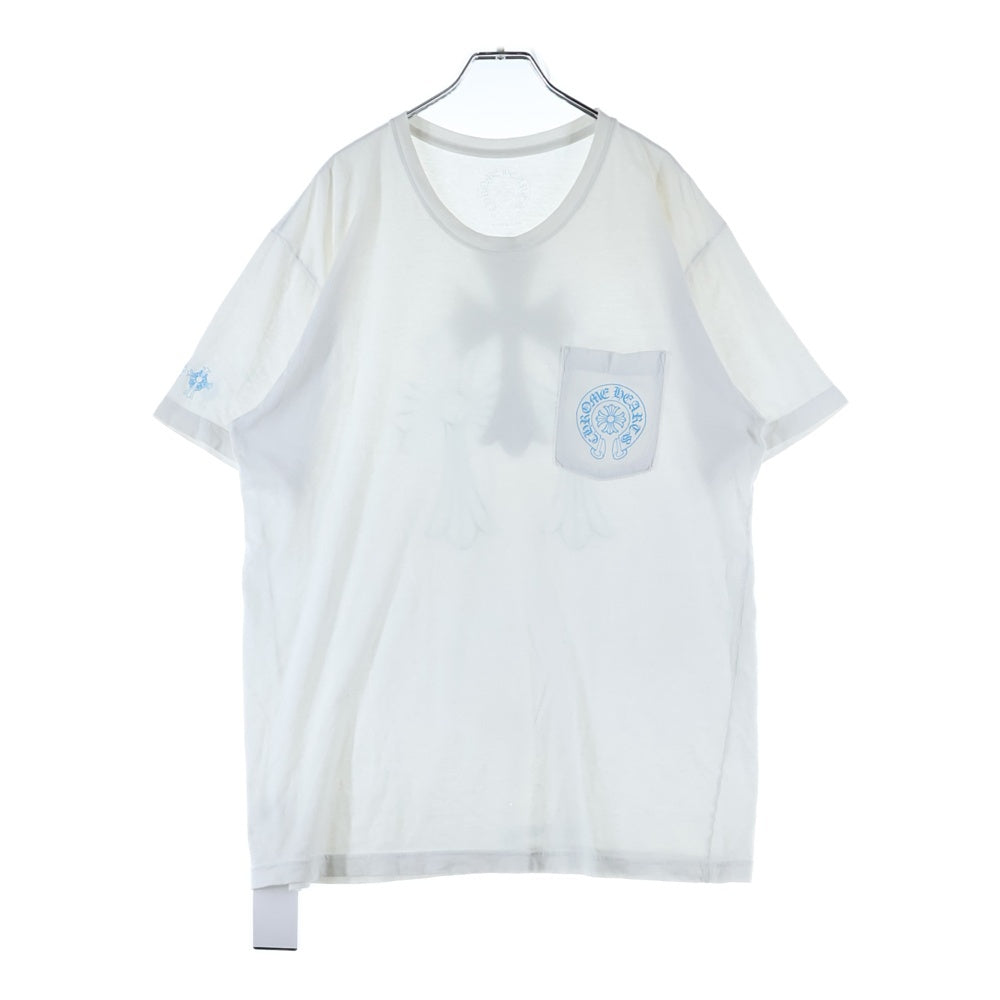 CHROME HEARTS(クロムハーツ) BACK CEMETERY CROSS TEE バックセメタリークロス 半袖Tシャツ カットソー ホワイト/ブルー