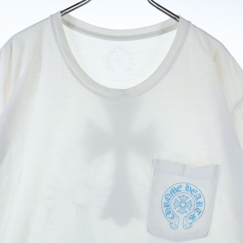 CHROME HEARTS(クロムハーツ) BACK CEMETERY CROSS TEE バックセメタリークロス 半袖Tシャツ カットソー ホワイト/ブルー