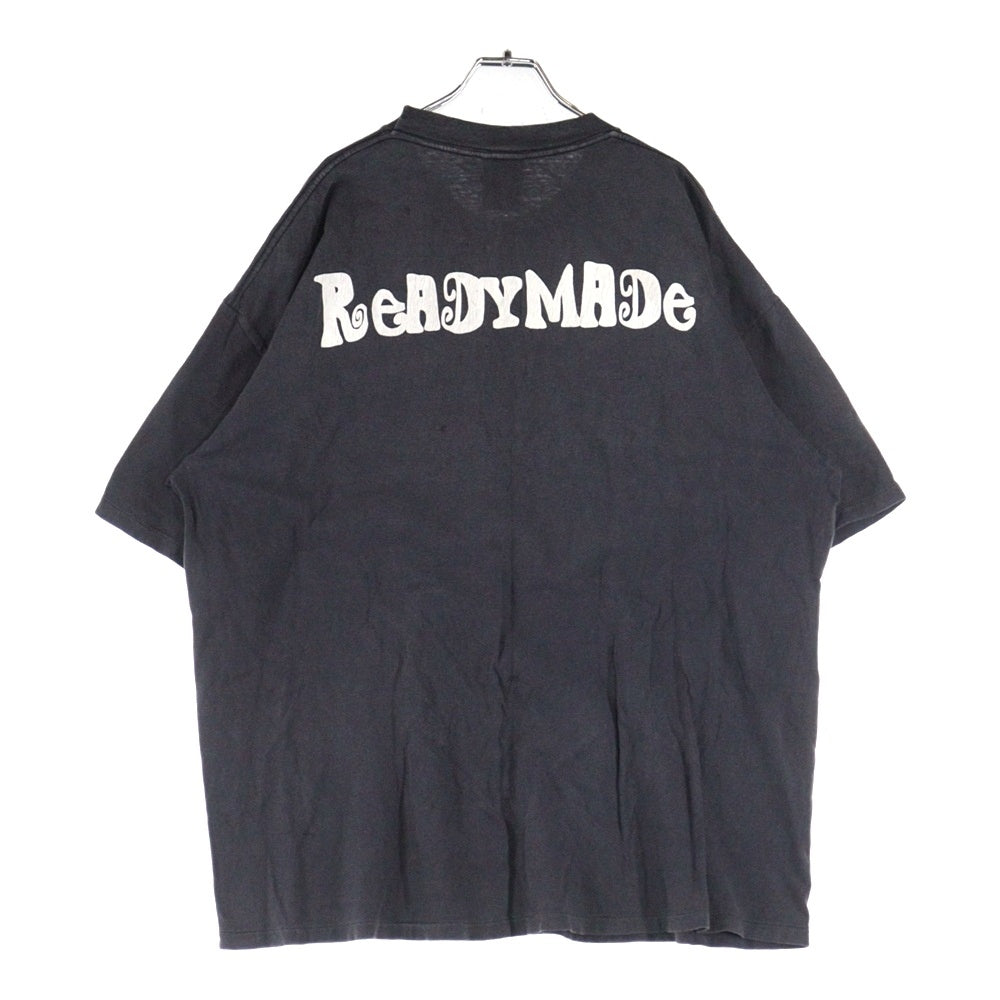 READY MADE(レディメイド) 24SS T-SHIRT PEACE ピース 両面プリント ダメージ加工 クルーネック カットソー 半袖Tシャツ ブラック RE-CO-BK-00-00-280