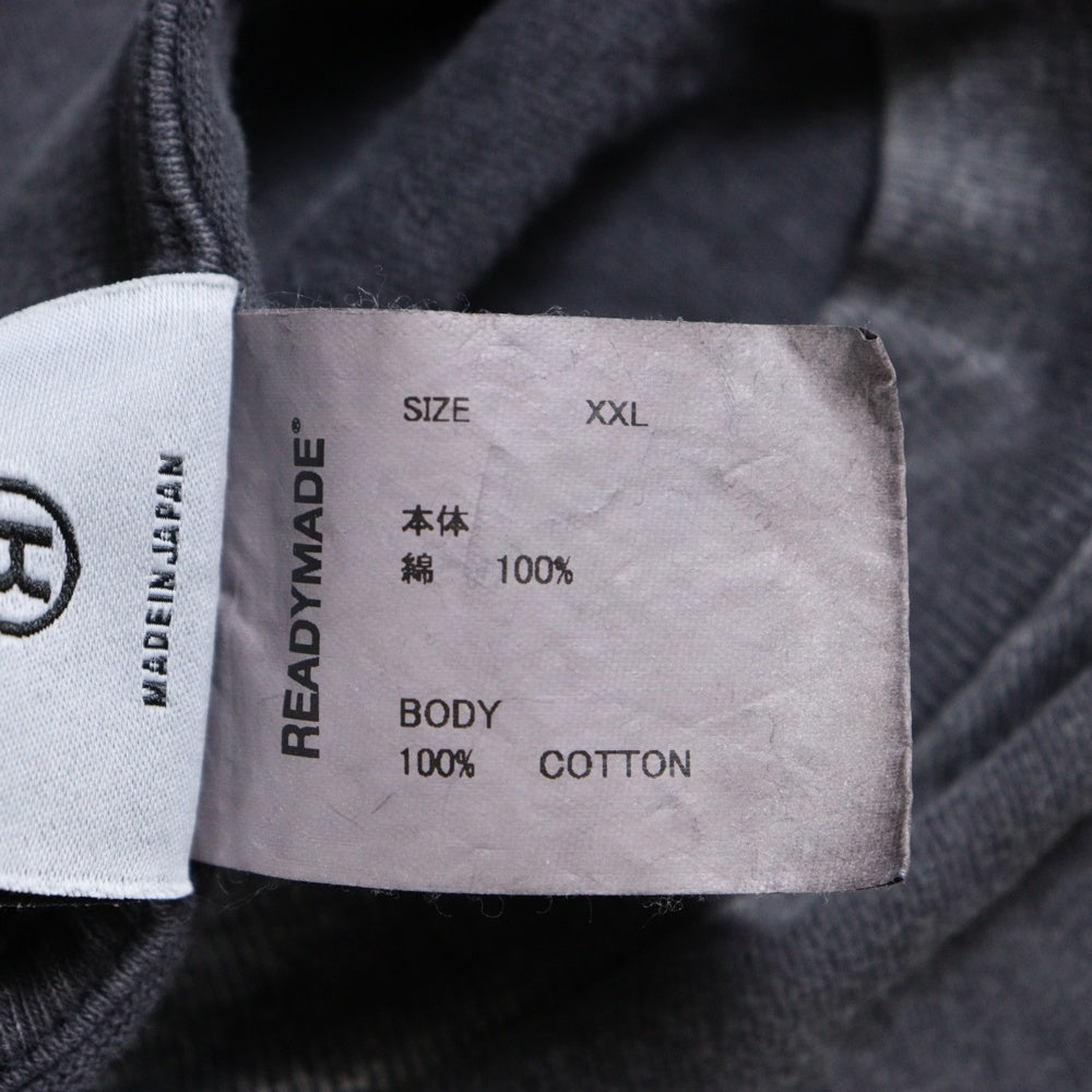 READY MADE(レディメイド) 24SS T-SHIRT PEACE ピース 両面プリント ダメージ加工 クルーネック カットソー 半袖Tシャツ ブラック RE-CO-BK-00-00-280