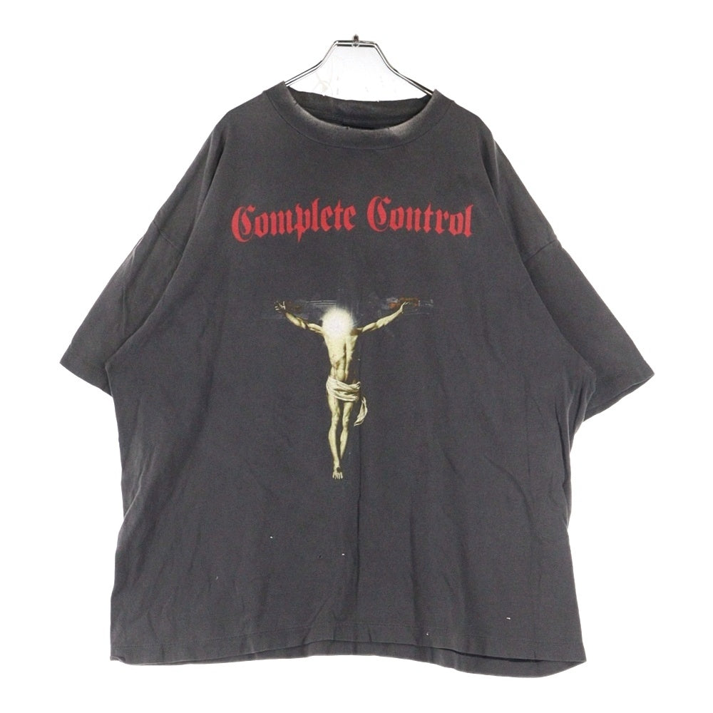SAINT MICHAEL(セントマイケル) 25SS COMPLETE CONTRL KK SS TEE ヴィンテージ加工半袖Tシャツ クルーネックカットソー ブラック SM-HR8-0000-C25