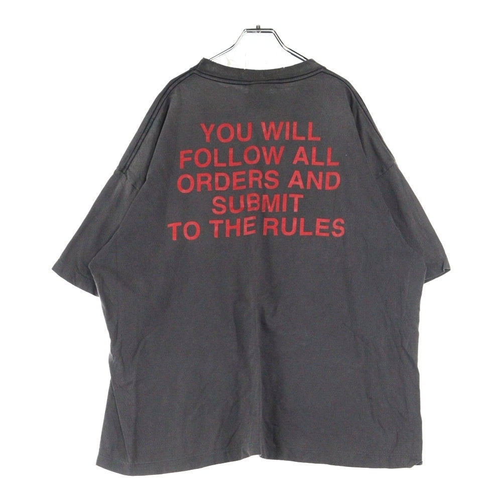 SAINT MICHAEL(セントマイケル) 25SS COMPLETE CONTRL KK SS TEE ヴィンテージ加工半袖Tシャツ クルーネックカットソー ブラック SM-HR8-0000-C25