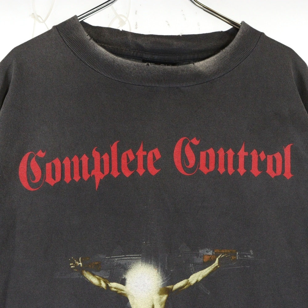 SAINT MICHAEL(セントマイケル) 25SS COMPLETE CONTRL KK SS TEE ヴィンテージ加工半袖Tシャツ クルーネックカットソー ブラック SM-HR8-0000-C25
