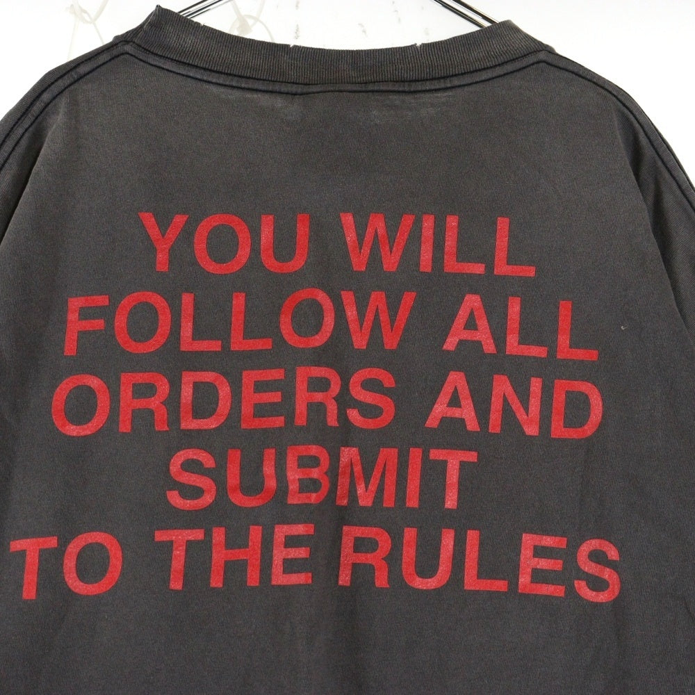 SAINT MICHAEL(セントマイケル) 25SS COMPLETE CONTRL KK SS TEE ヴィンテージ加工半袖Tシャツ クルーネックカットソー ブラック SM-HR8-0000-C25