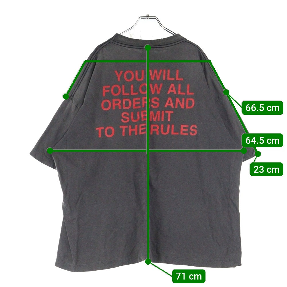 SAINT MICHAEL(セントマイケル) 25SS COMPLETE CONTRL KK SS TEE ヴィンテージ加工半袖Tシャツ クルーネックカットソー ブラック SM-HR8-0000-C25