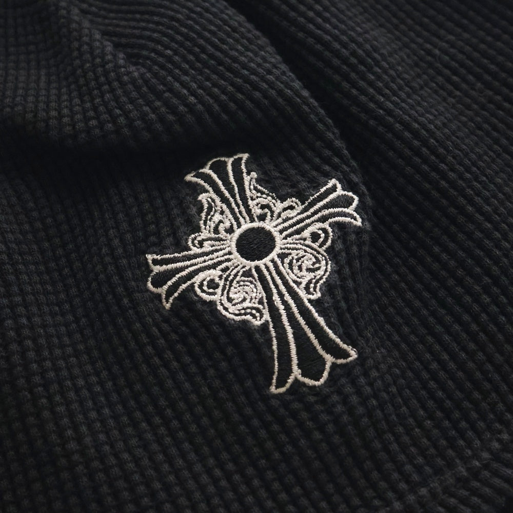 CHROME HEARTS(クロムハーツ) OLD オールド ロゴ刺繍 サーマル コットン ビーニーキャップ 帽子 ブラック