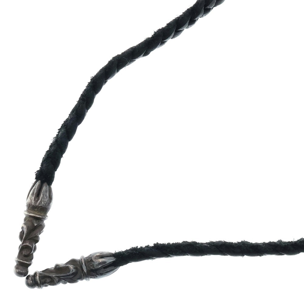 CHROME HEARTS(クロムハーツ) LEATHER BRAID SCROLL ネックレス レザーブレイドネックレス ブラック/シルバー BCA377
