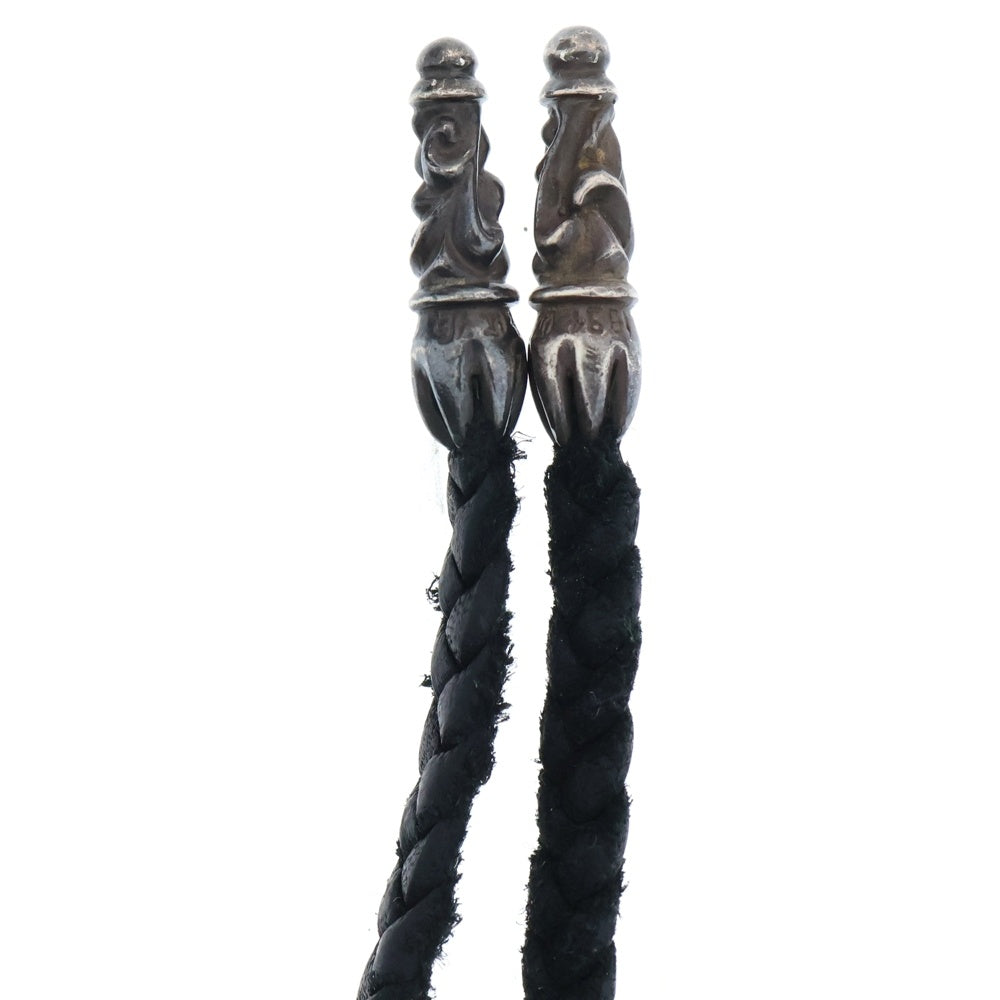 CHROME HEARTS(クロムハーツ) LEATHER BRAID SCROLL ネックレス レザーブレイドネックレス ブラック/シルバー BCA377